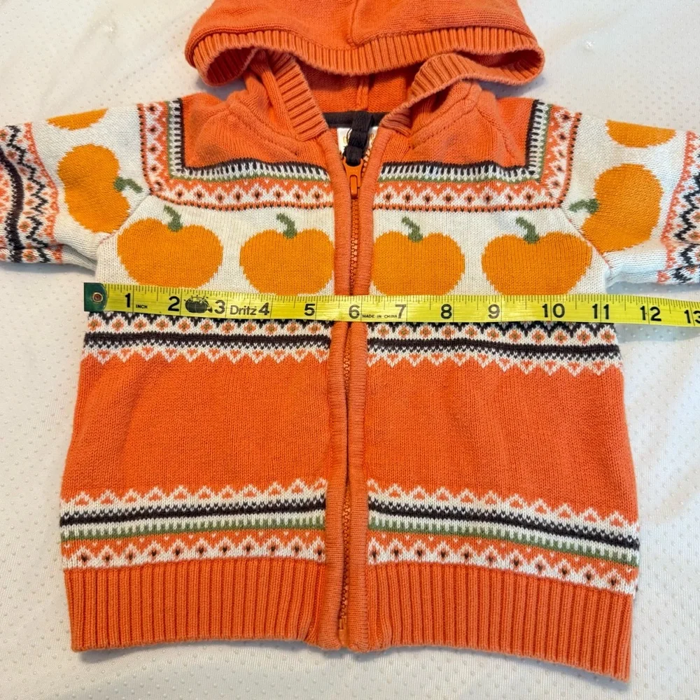 Gymboree Pumpkin Zip Up Hooded Sweater Jacket Size 12-18 Months Fall Harvest